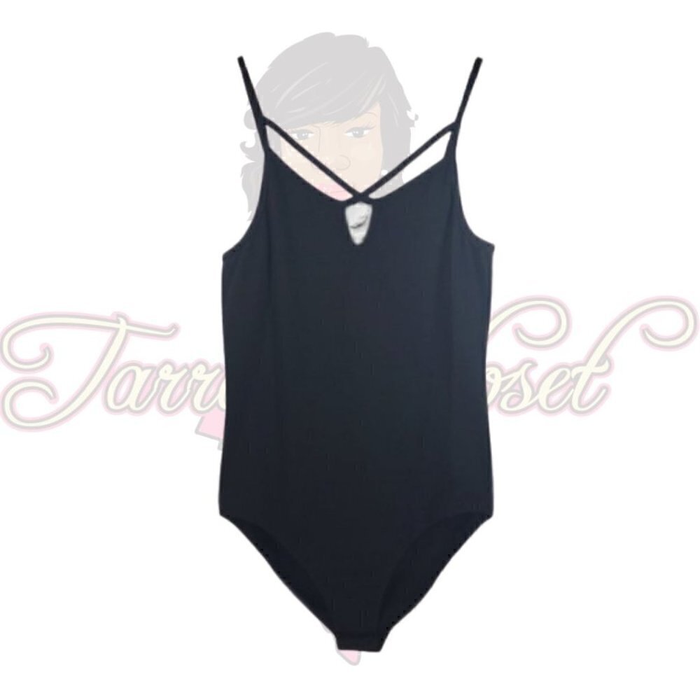 ☀ Better Be Black Keyhole Snap Body Suit Sz M
